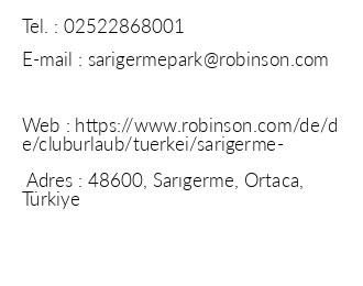 Robinson Club Sarigerme Park iletiim bilgileri